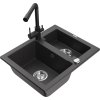 MEXEN/S - Carlos granitový dřez 1.5 včetně baterie Duero, černá kropenatá 6518-76-671600-70