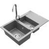 MEXEN/S - Gaspar granitový dřez 1.5 s odkapávačem včetně baterie Telma, šedá 6507-71-670200-00