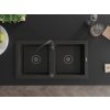 MEXEN/S - Mario granitový dřez 2-bowl 820 x 436 mm, černá/zlatý metalik, + černý sifon 6504822000-75-B