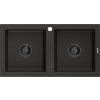 MEXEN/S - Mario granitový dřez 2-bowl 820 x 436 mm, černá/zlatý metalik, + černý sifon 6504822000-75-B