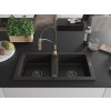 MEXEN/S - Mario granitový dřez 2-bowl včetně baterie Aster, černá/zlatá metalik 6504-75-73450-57-B  + slevový kód