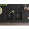 MEXEN/S - Mario granitový dřez 2-bowl včetně baterie Aster, černá/zlatá metalik 6504-75-73450-57-B  + slevový kód