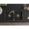 MEXEN/S - Mario granitový dřez 2-bowl včetně baterie Aster, černá/zlatá metalik 6504-75-73450-57-G  + slevový kód