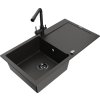 MEXEN/S - Leo granitový dřez s odkapávačem včetně baterie Duero, černá/zlatá metalik 6501-75-671600-70-B  + slevový kód