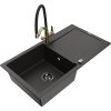 MEXEN/S - Leo granitový dřez 1-miska s odkapávačem včetně baterie Duo, černá/zlatá metalik 6501-75-671701-57-B  + slevový kód