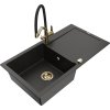 MEXEN/S - Leo granitový dřez 1-miska s odkapávačem včetně baterie Duo, černá/zlatá metalik 6501-75-671701-57-G  + slevový kód