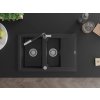 MEXEN/S - Gaspar granitový dřez 1.5 s odkapávačem včetně baterie Flora, černá/stříbrná 6507-73-670401-07