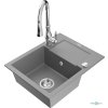 MEXEN/S - Enzo granitový dřez 1 s odkapávačem včetně baterie Savita, šedá 6506-71-672601-00