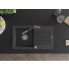 MEXEN/S - Pablo granitový dřez 1 s odkapávačem včetně baterie Flora, černá kropenatá 6510-76-670401-08