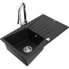 MEXEN/S - Cesar granitový dřez 1 s odkapávačem včetně baterie Elia, černá 6514-77-670101-00