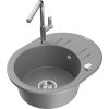 MEXEN/S - Kevin granitový dřez 1-miska s odkapávačem včetně baterie Flora, šedá 6517-71-670401-00