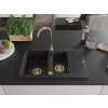 MEXEN/S - Gaspar granitový dřez 1.5 s odkapávačem 737 x 475 mm, černý, zlatý sifon 6507731505-77-G