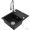 MEXEN/S - Enzo granitový dřez 1 s odkapávačem včetně baterie Savita, černá 6506-77-672601-00
