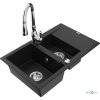 MEXEN/S - Gaspar granitový dřez 1.5 s odkapávačem včetně baterie Savita, černá 6507-77-672601-00