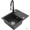 MEXEN/S - Enzo granitový dřez 1 s odkapávačem včetně baterie Savita, černá kropenatá 6506-76-672601-70