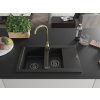 MEXEN/S - Gaspar granitový dřez 1.5 s odkapávačem včetně baterie Telma, černá 6507-77-670200-50-B
