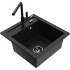 MEXEN/S - Vito granitový dřez 1-miska včetně baterie Flora, černá 6503-77-670401-70-B