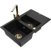 MEXEN/S - Gaspar granitový dřez 1.5 s odkapávačem včetně baterie Rita, černý 6507-77-670300-50
