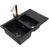 MEXEN/S - Gaspar granitový dřez 1.5 s odkapávačem včetně baterie Rita, černý 6507-77-670300-50-B