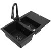 MEXEN/S - Gaspar granitový dřez 1.5 s odkapávačem včetně baterie Elia, černá 6507-77-670101-70-B