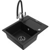 MEXEN/S - Enzo granitový dřez s odkapávačem včetně baterie Duo, černá 6506-77-671701-07-B