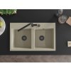 MEXEN/S - Hektor granitový dřez 2-bowl 800 x 480 mm, béžová, černý sifon 6521802000-69-B