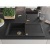 MEXEN/S - Leo granitový dřez 1 s odkapávačem včetně baterie Flora, černá 6501-77-670401-57-G