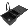 MEXEN/S - Andres granitový dřez s odkapávačem včetně baterie Duo, černá 6515-77-671701-07-B