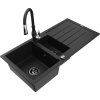 MEXEN/S - Andres granitový dřez s odkapávačem včetně baterie Savita, černá 6515-77-672601-70-B