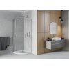 MEXEN/S - Rio čtvrtkruhový sprchový kout 90 x 90, transparent, chrom + vanička se sifonem Flat, bílá 863-090-090-01-00-4110
