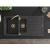 MEXEN/S - Andres granitový dřez s odkapávačem včetně baterie Telma, černá nakrapiany 6515-76-670200-50