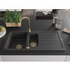 MEXEN/S - Andres granitový dřez s odkapávačem včetně baterie Telma, černá nakrapiany 6515-76-670200-50