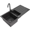 MEXEN/S - Andres granitový dřez s odkapávačem včetně baterie Telma, černá nakrapiany 6515-76-670200-70-B