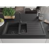 MEXEN/S - Andres granitový dřez s odkapávačem 1000 x 500 mm černá nakrapiany, černý sifon 6515101510-76-B