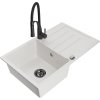 MEXEN/S - Bruno granitový dřez s odkapávačem včetně baterie Aster, bílá 6513-20-73450-70-B