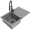 MEXEN/S - Bruno granitový dřez s odkapávačem včetně baterie Aster, šedá 6513-71-73450-70-B
