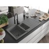MEXEN/S - Andres granitový dřez s odkapávačem včetně baterie Aster, šedá 6515-71-73450-70-B