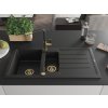 MEXEN/S - Andres granitový dřez s odkapávačem včetně baterie Flora, černá 6515-77-670401-57-G