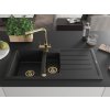 MEXEN/S - Andres granitový dřez s odkapávačem včetně baterie Duero, černá 6515-77-671600-50
