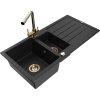 MEXEN/S - Andres granitový dřez s odkapávačem včetně baterie Duero, černá 6515-77-671600-50