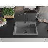 MEXEN/S - Oscar granitový dřez 580 x 490 mm, šedá, černý sifon 6519581000-71-B