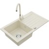 MEXEN/S - Pablo granitový dřez 1 s odkapávačem včetně baterie Telma, béžováy 6510-69-670200-69
