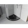 MEXEN/S - Rio čtvrtkruhový sprchový kout 90 x 90, mráz, chrom + vanička se sifonem Flat, černý 863-090-090-01-30-4170