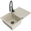 MEXEN/S - Bruno granitový dřez s odkapávačem včetně baterie Aster, béžová 6513-69-73450-70-B