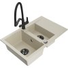 MEXEN/S - Gaspar granitový dřez 1.5 s odkapávačem včetně baterie Duo, béžová 6507-69-671701-70-B