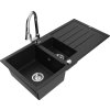 MEXEN/S - Andres granitový dřez s odkapávačem včetně baterie Elia, černá 6515-77-670101-00