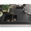 MEXEN/S - Andres granitový dřez s odkapávačem včetně baterie Elia, černá 6515-77-670101-50