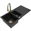 MEXEN/S - Andres granitový dřez s odkapávačem včetně baterie Elia, černá 6515-77-670101-50