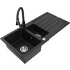 MEXEN/S - Andres granitový dřez s odkapávačem včetně baterie Elia, černá 6515-77-670101-70