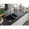 MEXEN/S - Andres granitový dřez s odkapávačem včetně baterie Telma, černá 6515-77-670200-00